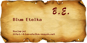 Blum Etelka névjegykártya